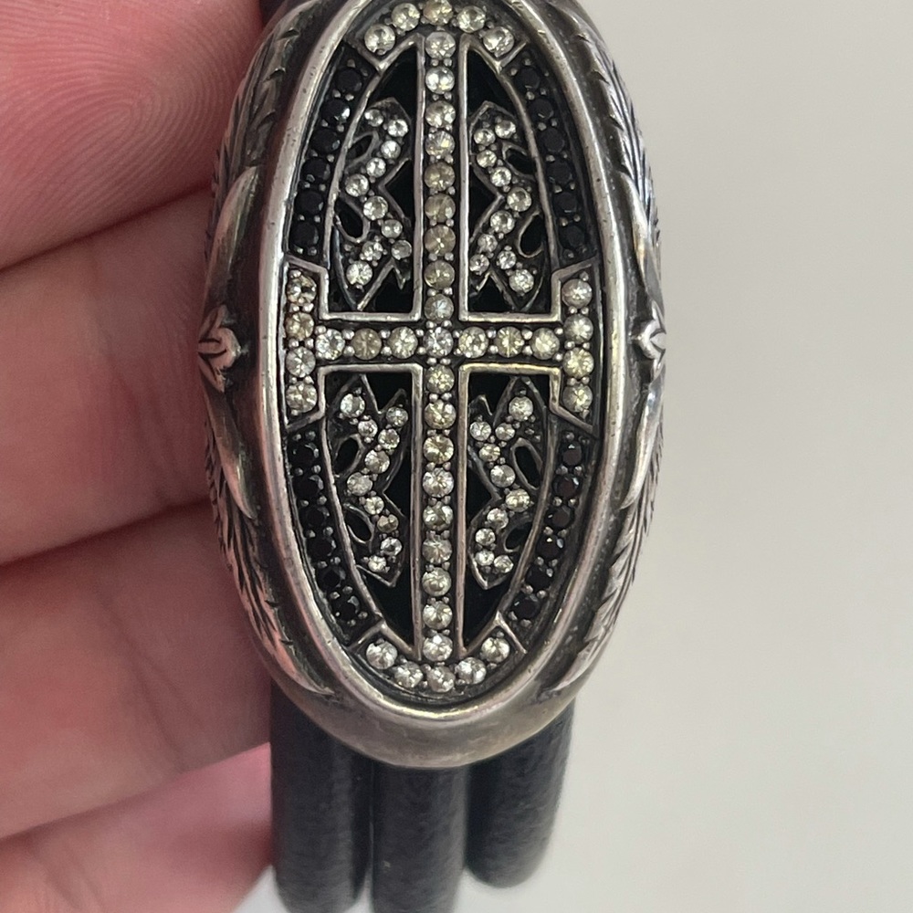Scott Kay Diamond, Sterling Silver, & Leather Cuff